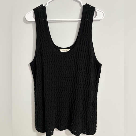 Everlane Tank Top Women XXL Black Stretch Sweater Crochet Knit Organic Cotton - Picture 1 of 8